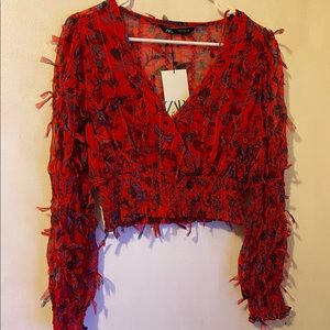 NEW ZARA CROP TOP BLOUSE